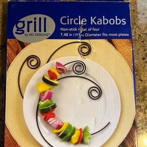 Grill By HD Designs Circle Kabobs Non-Stick 4 Skewers GRILLING Fits 9” Plate NEW